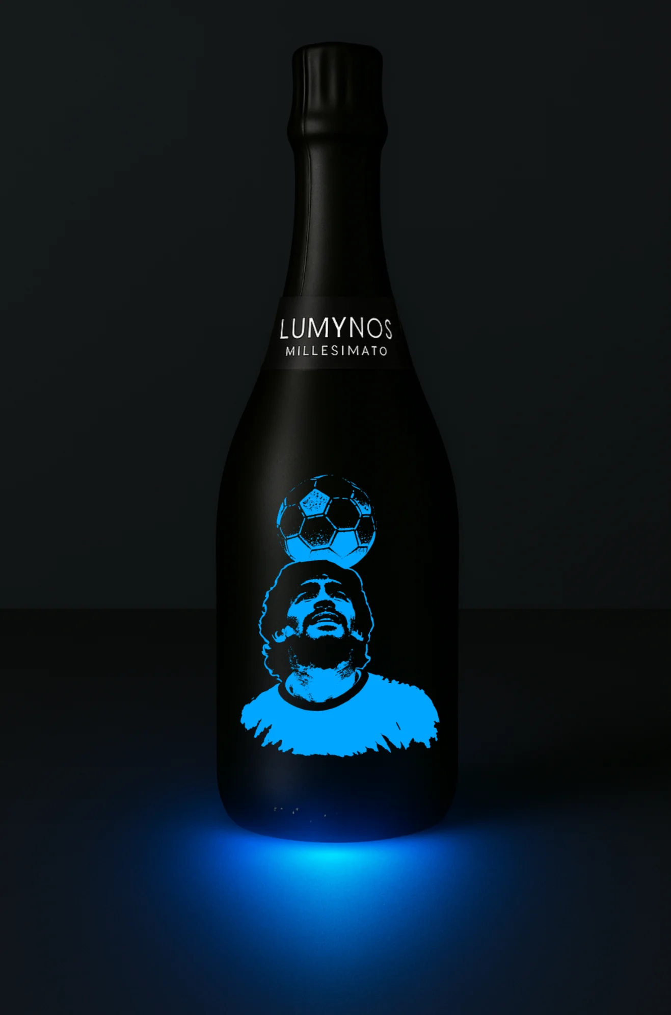 Láhev LUMYNOS s modře svítícím motivem